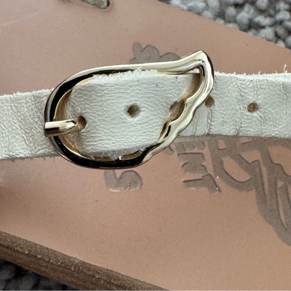 Ancient Greek Sandals Leather Cream Blue Jewel Accent Sz 8 EUR 38 Boho Gypsy - Picture 10 of 14